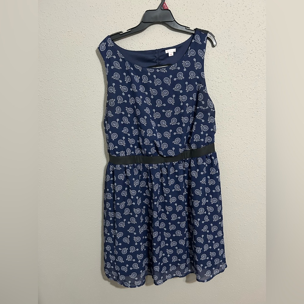 Xhilaration Navy Dress with White Bicycle Print